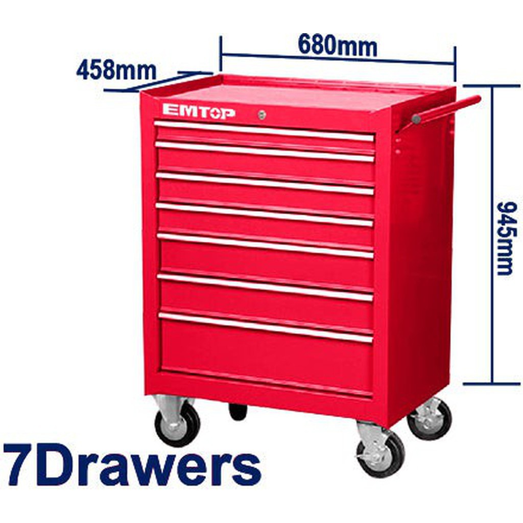 Tools Cabinet 7 Drawers With Wheels (2) Emtop Brand - Bas Kuwait-Filiing Accessories-Bab Al-Saif Est-Star Light Kuwait