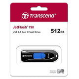 محرك أقراص فلاش Transcend USB 3.1 بدون غطاء TS512GJF790K أسود