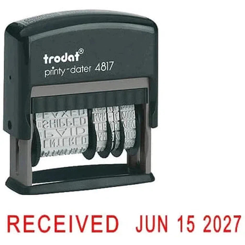 Trodat 4817 Date Stamp With 12 Changeable Messages - Red | Star Light ...