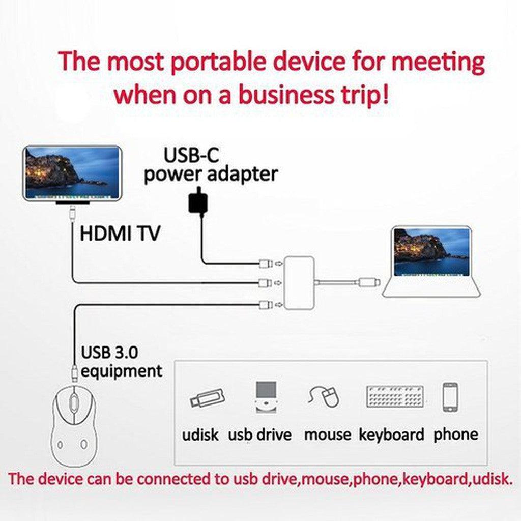 Type-C To Hdmi 3 In 1 Adapter Hdmi Usb 3.0-Cable-Other-Star Light Kuwait