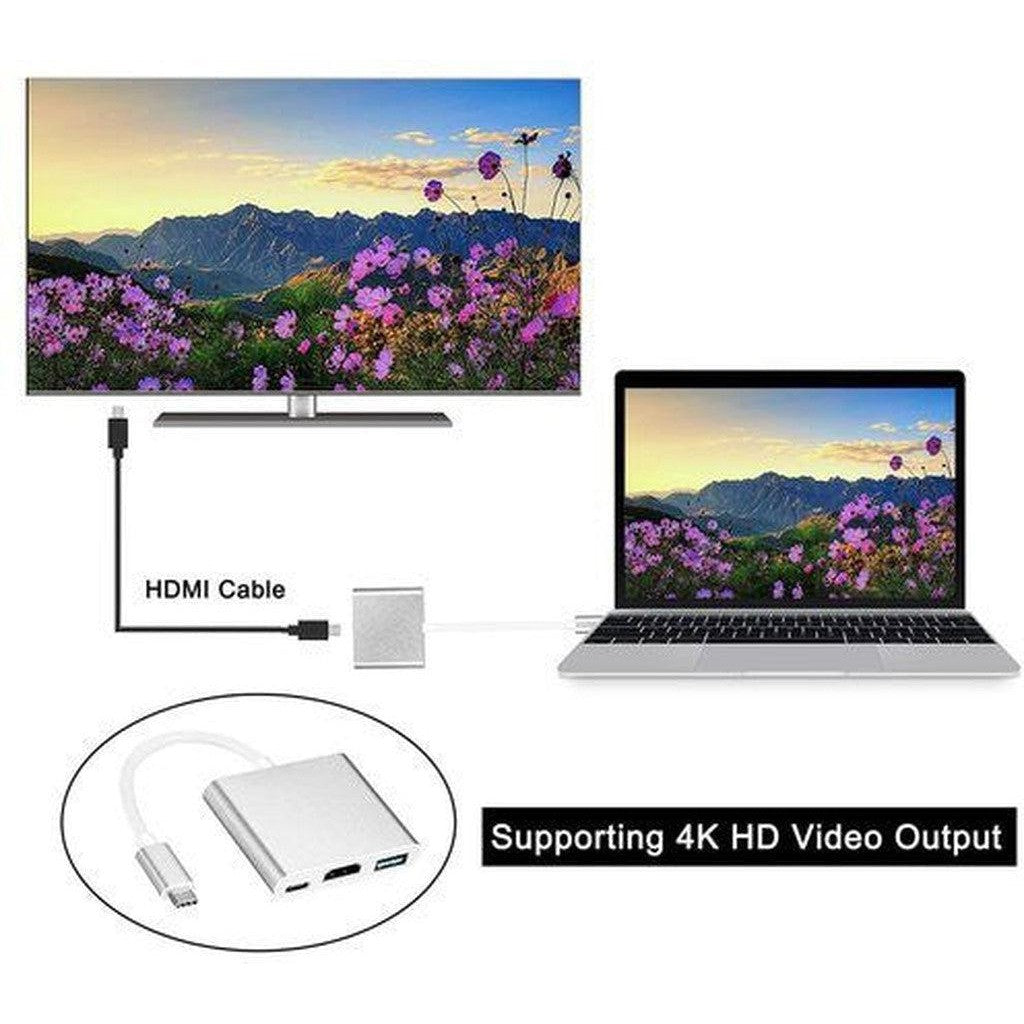 Type-C To Hdmi 3 In 1 Adapter Hdmi Usb 3.0-Cable-Other-Star Light Kuwait