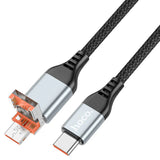 كابل شحن ونقل بيانات Hoco U128 Viking 2 في 1 من نوع USB/Type-C إلى Type-C