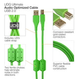 كابل صوت UDG Ultimate USB 2.0 AB أخضر مستقيم بطول 1 متر
