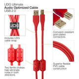 كابل صوت UDG Ultimate USB 2.0 AB أحمر مستقيم بطول 1 متر