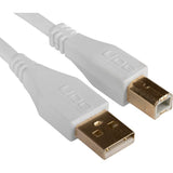 كابل صوت UDG Ultimate USB 2.0 AB أبيض مستقيم بطول 1 متر
