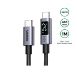 UGREEN 1 Meter 240W Smart Digital Display Type-C to Type-C PD Fast Charging Cable – L530 – 1 Year Warranty