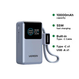 UGREEN 10000mAh 55W Nexode Pro Smart Digital Display Mini Power Bank with Build-in Type-C Cable – PB727