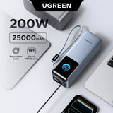 UGREEN 25000mAh – 200W Nexode Pro Power Bank with 35cm Braided Cable + 65cm Retractable Cable – PB728