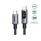 UGREEN 3 Meter 240W Smart Digital Display Type-C to Type-C PD Fast Charging Cable – L530 - 1 Year Warranty