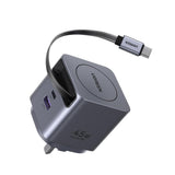 UGREEN 45W Nexode Pro GaN (USB-A*1 + Type-C*1) Fast Charger with Retractable Cable – X614 – 1 Year Warranty