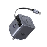 UGREEN 65W Nexode Pro GaN (USB-A*1 + Type-C*1) Fast Charger with Retractable Cable – X615 - 1 Year Warranty