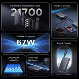 UGREEN 20000mAh 67W Power Bank with Built-in Type – C Cable – PB550