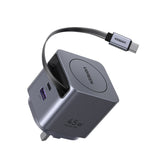 UGREEN 45W Nexode Pro GaN (USB-A*1 + Type-C*1) Fast Charger with Retractable Cable – X614 – 1 Year Warranty