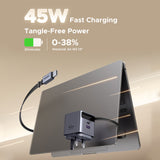 UGREEN 45W Nexode Pro GaN (USB-A*1 + Type-C*1) Fast Charger with Retractable Cable – X614 – 1 Year Warranty