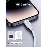 كابل UGREEN USB-C إلى Lightning ذكر/ذكر، غلاف ABS مطلي بالنيكل، طول 1.5 متر، أبيض - US171
