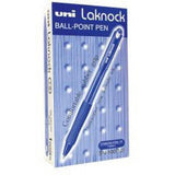 Uni Laknock Retractable Ball Point Pen 1.0Mm Sn-100(10) X 12 Pens-Pens-Other-Blue-Star Light Kuwait