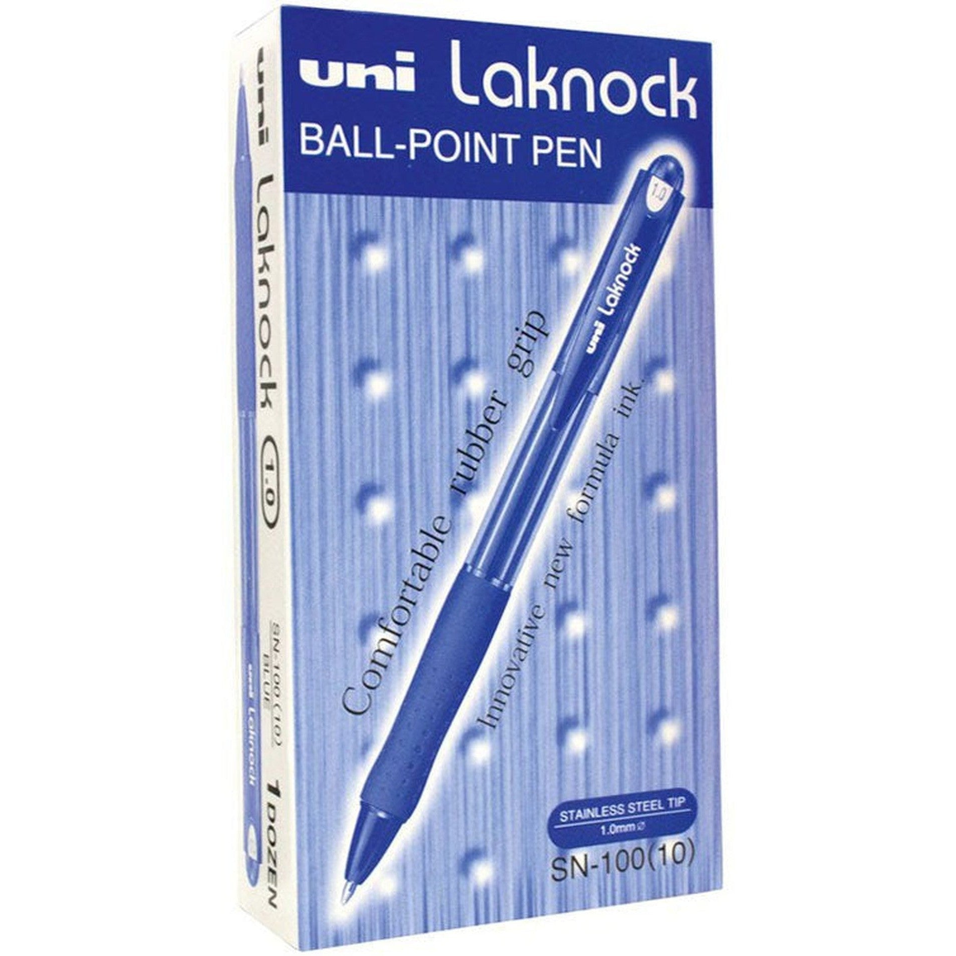 Uni Laknock Retractable Ball Point Pen 1.0Mm Sn-100(10) X 12 Pens-Pens-Other-Black-Star Light Kuwait