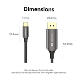 Vention 8K Bi-Directional USB-C to DisplayPort Cable 2M Cotton Braided Black