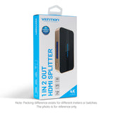 Vention HDMI Splitter 1 Input 4 Output 4K30Hz Gold Aluminum Alloy Type UK Standard