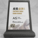 Vertical Desk Sign A5 Leather PS Mixed Gray Coffee