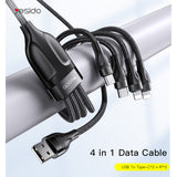 Yesido CA111 4 in 1 Wire Mobile Phone Charger Data Cable - Black