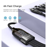 Yesido CA111 4 in 1 Wire Mobile Phone Charger Data Cable - Black