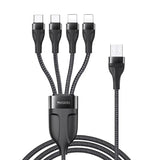 Yesido CA111 4 in 1 Wire Mobile Phone Charger Data Cable - Black