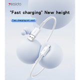 كابل بيانات وشحن سريع من يسيدو CA120 مصنوع من مادة PVC - طول 1 متر / USB / Lightning - أبيض