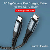 كابل شحن Yesido CA67 3A PD60W من النوع C إلى النوع C - بطول 2 متر