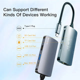 Yesido HB15 6 in 1 Multifunctional Docking Station HUB Adapter -RJ45  Gray