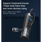 محول Yesido HB23 5 في 1 HUB OTG - 0.15 متر / USB / HDMI / Type-C - رمادي
