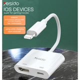 محول الصوت والفيديو Yesido HM06 ذو 8 دبابيس إلى HDMI - Lightning / 1080p / USB - أبيض