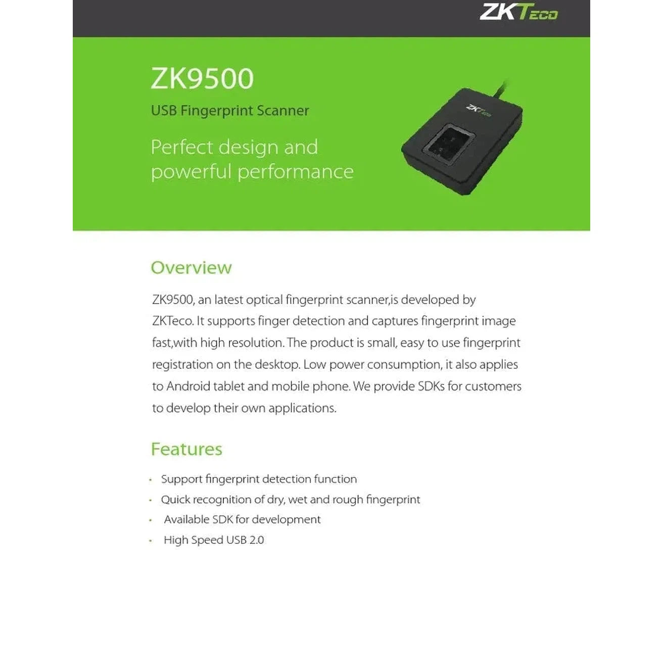 Zkteco Zk9500 Fingerprint Reader-Biometrics Attendance Machine-Zkteco-Star Light Kuwait