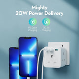 RAVPower PD 20W Wall Charger with 3 AC Plug - White