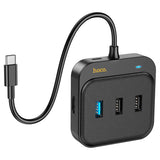 HOCO HB37 6 in 1 HDTV+RJ45+USB3.0+USB2.0x2+PD100W Converter - Black