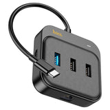 HOCO HB37 6 in 1 HDTV+RJ45+USB3.0+USB2.0x2+PD100W Converter - Black