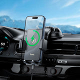 HOCO HW22 Precious wireless fast charging car holder(center console) - Black