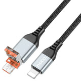 HOCO U128 Viking 2-in-1 charging data cable USB/Type-C to iP