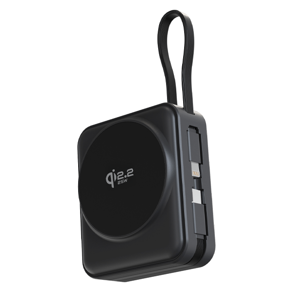iEngage 10000mAh Semi-Solid Battery Qi2.2 MagSafe Power Bank with Built-In Cable