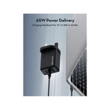 RavPower 2-Port USB-C and 1-Port USB-A PD 65W GaN Wall Charger - Black