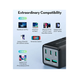 RavPower 3-Port USB-C and 2-Port USB-A 1 AC Socket 75W Desk Charger - Black