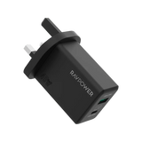 RavPower 1-Port USB-C and 1-Port USB-A PD 45W GaN Wall Charger - Black