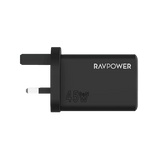 RavPower 1-Port USB-C and 1-Port USB-A PD 45W GaN Wall Charger - Black