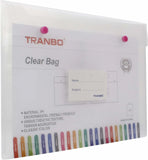 TRANBO Plastic Clear Bag Document Folder with Snap Button & Handle A4 Size Transparent
