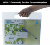 TRANBO Plastic Clear Bag Document Folder with Snap Button & Handle A4 Size Transparent
