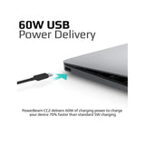 Promate Power Beam 60W USB-C to USB-C Fast Charging Data Cable Black